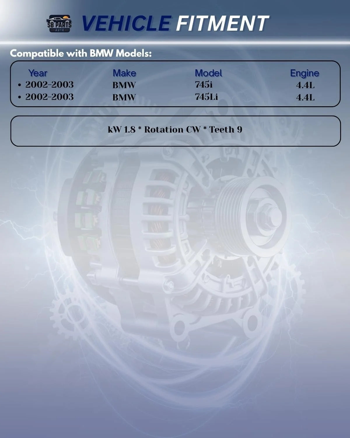 New Starter For BMW 745i 4.4L 2002 2003, BMW 745Li 4.4L 2002 2003