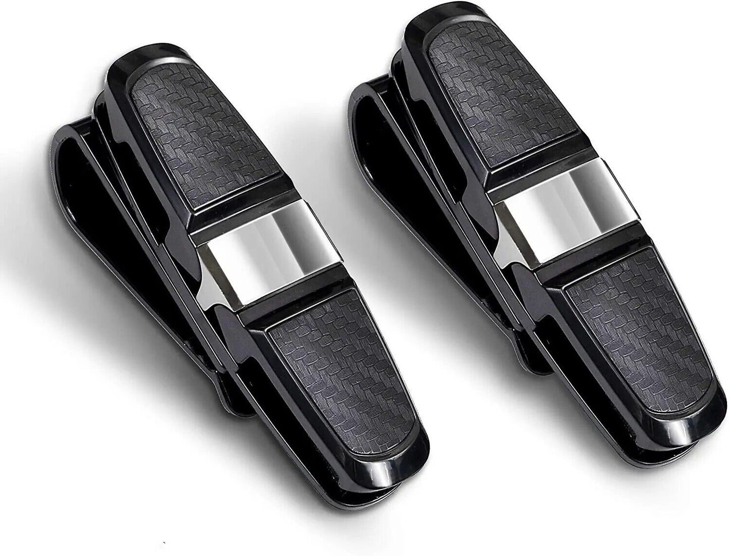 2 Pack Universal Car Sun Visor Glasses Clip Carbon Fibre Sunglasses Cards Holder