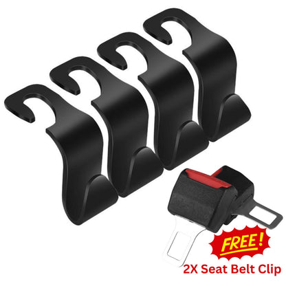 4 Packs Car Seat Front Back Headrest Hooks Truck for Coat Purse Bag Free Gift