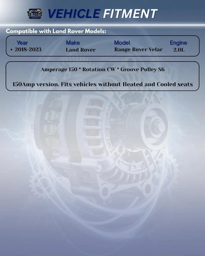 150Amp OEM Alternator for Range Rover Velar (2.0L) (Without Heated/Cooled Seats)